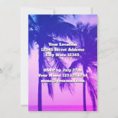 熱帯性ヤシの木ネオンカラー夏パーティー 招待状 (裏面)