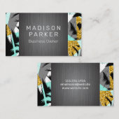 熱帯性ヤシの木パターン | 金属ブラシ 名刺 (正面/裏面)