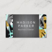 熱帯性ヤシの木パターン | 金属ブラシ 名刺 (正面)