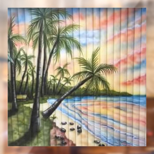 熱帯性ヤシの木ビーチブラインド ウィンドウサイン (シート2)