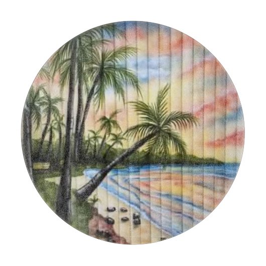 熱帯性ヤシの木ビーチブラインド カッティングボード (正面)