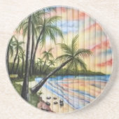 熱帯性ヤシの木ビーチブラインド コースター (正面)