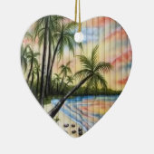 熱帯性ヤシの木ビーチブラインド セラミックオーナメント (右)