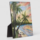 熱帯性ヤシの木ビーチブラインド フォトプラーク (側面)