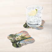 熱帯性ヤシの木ビーチブラインド ペーパーコースター (インサイチュ)