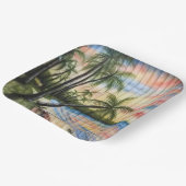 熱帯性ヤシの木ビーチブラインド ペーパープレート (傾斜あり)