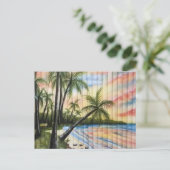 熱帯性ヤシの木ビーチブラインド ポストカード (スタンド正面)