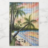 熱帯性ヤシの木ビーチブラインド ワインラベル (シングルラベル)