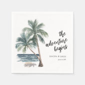 熱帯性ヤシの木ビーチ結婚式ナプキン スタンダードカクテルナプキン (正面)