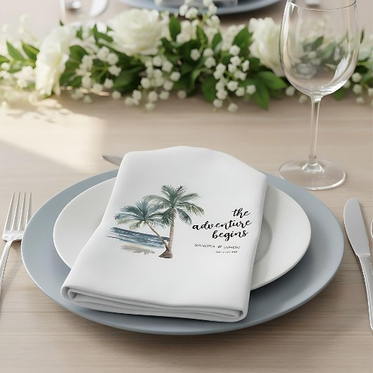 熱帯性ヤシの木ビーチ結婚式ナプキン スタンダードカクテルナプキン