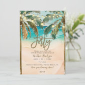 熱帯性ヤシの木40歳の誕生日パーティー 招待状 (スタンド正面)