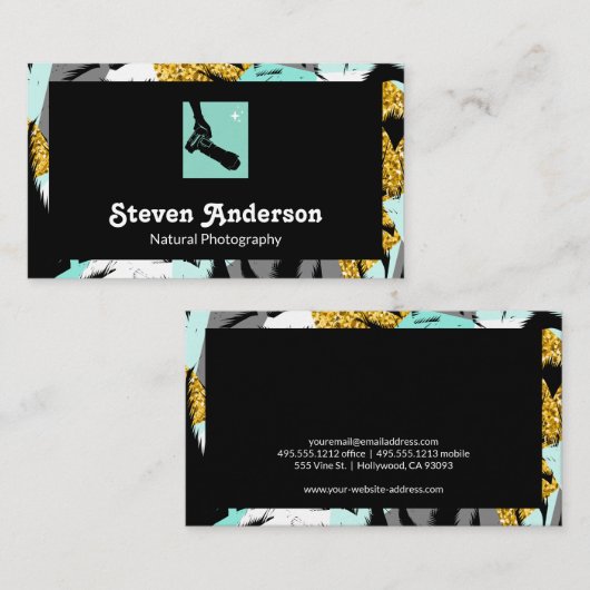 熱帯性ヤシの木 | カメラマン保持カメラ 名刺 (正面/裏面)