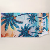 熱帯性ヤシの木 ビーチタオル (正面)