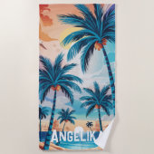熱帯性ヤシの木 ビーチタオル (正面)