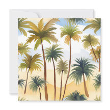 熱帯性ヤシの木 | ビーチ水彩カード