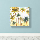 熱帯性ヤシの木 | ビーチ水絵を描色 キャンバスプリント (インサイチュ (ウッドフロア))