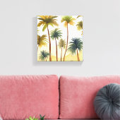 熱帯性ヤシの木 | ビーチ水絵を描色 キャンバスプリント (インサイチュ (リビング))