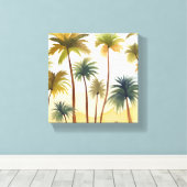 熱帯性ヤシの木 | ビーチ水絵を描色 キャンバスプリント (インサイチュ (ウッドフロア))