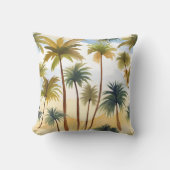熱帯性ヤシの木 | ビーチ水絵を描色 クッション (正面)