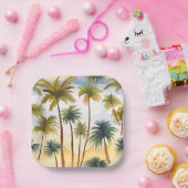 熱帯性ヤシの木 | ビーチ水絵を描色 ペーパープレート (パーティー)