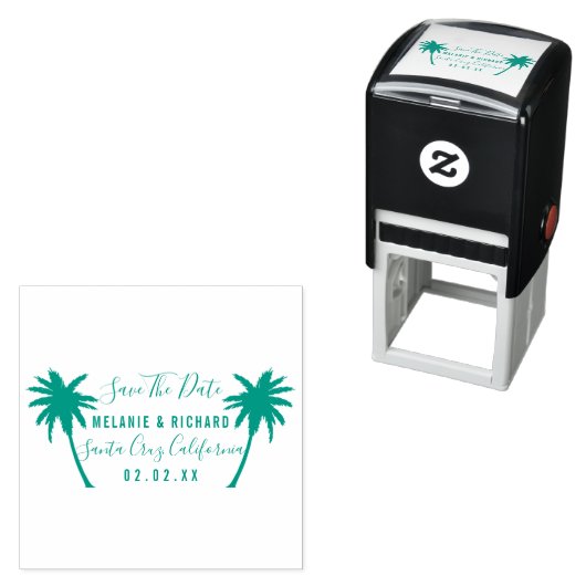 熱帯性ヤシの木 |モダン日付の保結婚存 セルフインキングスタンプ (インサイチュ)
