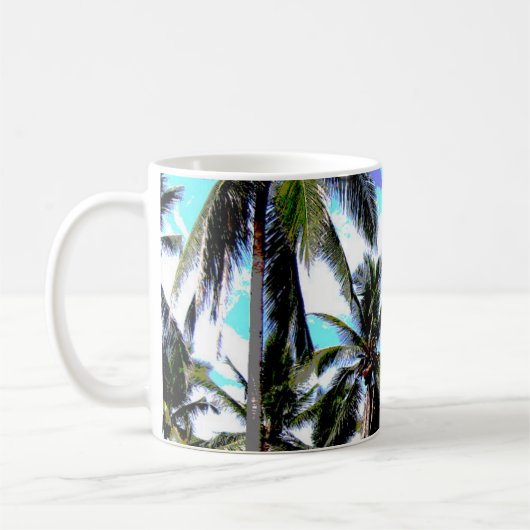 熱帯性ヤシの木。位置リーフパターン… コーヒーマグカップ (左)