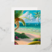 熱帯性ヤシの木 箔シーズンポストカード (正面/裏面)