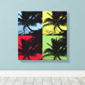 熱帯性ヤシの木。繰り返し特性デザイン。 キャンバスプリント (インサイチュ (ウッドフロア))