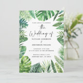 熱帯性ヤシの葉の結婚式招待状 セーブザデート (スタンド正面)