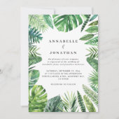 熱帯性ヤシの葉の結婚式招待状 セーブザデート (正面)