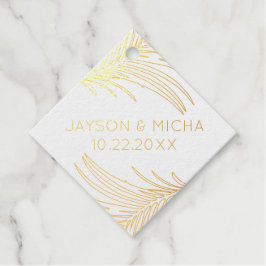 熱帯性ヤシの葉の輪郭実在箔。 フェイバータグ