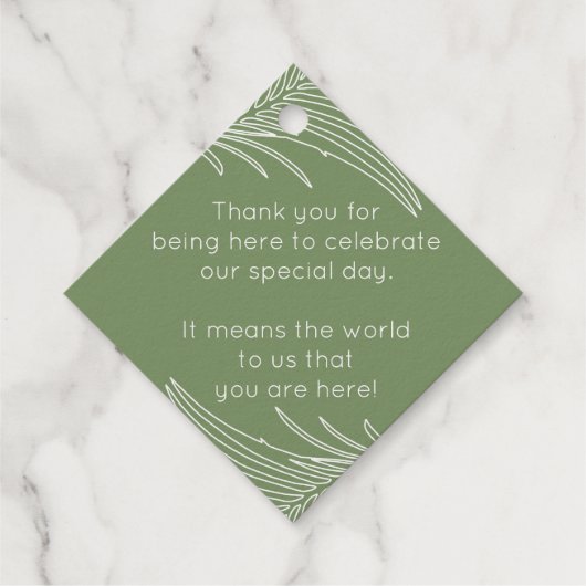 熱帯性ヤシの葉の輪郭実在箔。 フェイバータグ (裏面)