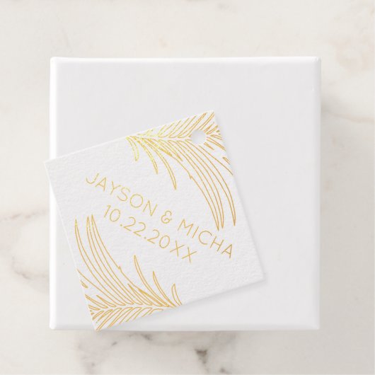 熱帯性ヤシの葉の輪郭実在箔。 フェイバータグ (箱)