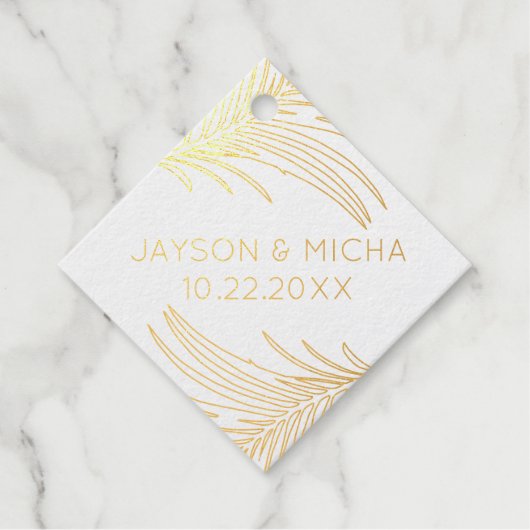 熱帯性ヤシの葉の輪郭実在箔。 フェイバータグ (正面)