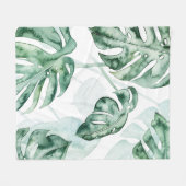 熱帯性ヤシの葉 フリースブランケット (正面(横))