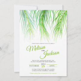 熱帯性ヤシは水絵画色結婚の 招待状