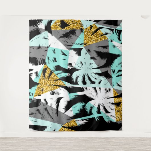 熱帯性ヤシモダンの木幾何模様 タペストリー (正面)