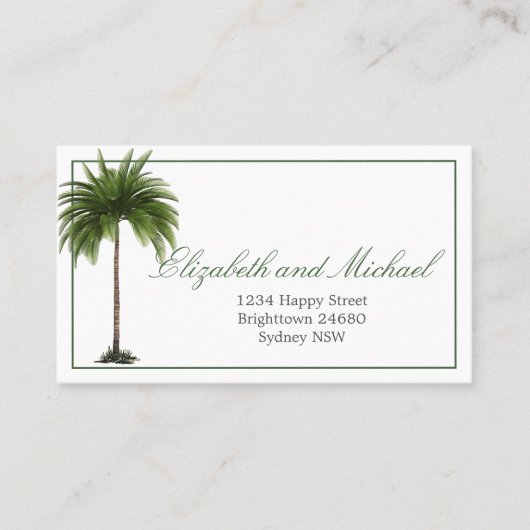 熱帯性ヤシ結婚の木の情報 名刺 (正面)