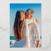 熱帯性ヤシ結婚の葉金ゴールド 箔招待状 (裏面)