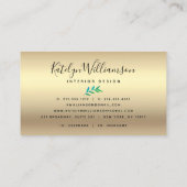 熱帯性ヤシ金ゴールドグリーンティール（緑がかった色）グラデーションエレガント脚本 名刺 (裏面)