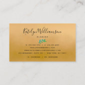 熱帯性ヤシ金ゴールドティール（緑がかった色）グラデーション緑エレガント文字 名刺 (裏面)