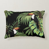 熱帯性ヴィンテージトゥーカン葉、ヤシフローラ船員 アクセントクッション (正面)