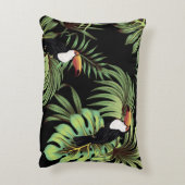 熱帯性ヴィンテージトゥーカン葉、ヤシフローラ船員 アクセントクッション (裏面(縦))