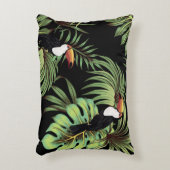 熱帯性ヴィンテージトゥーカン葉、ヤシフローラ船員 アクセントクッション (正面(垂直))