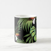 熱帯性ヴィンテージトゥーカン、ヤシ葉のフローラ船員 コーヒーマグカップ (中央)