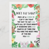 熱帯性動物が赤ちゃんシャワーのゲームを言わない 便箋 (正面/裏面)