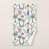 熱帯性動物のシームレスパターンのマカオとサル バスタオルセット (ハンドタオル)