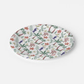 熱帯性動物のシームレスパターンのマカオとサル ペーパープレート (アングル)