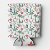 熱帯性動物のシームレスパターンのマカオとサル 缶クーラー (正面)