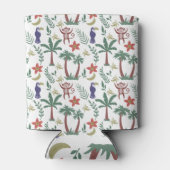 熱帯性動物のシームレスパターンのマカオとサル 缶クーラー (裏面)